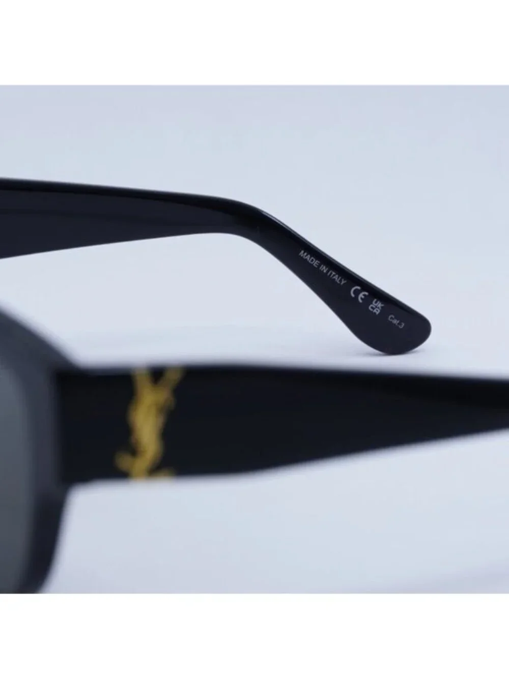 Saint Laurent SLM3 002 Sunglasses Black Cat Eye Frame, Grey Lenses